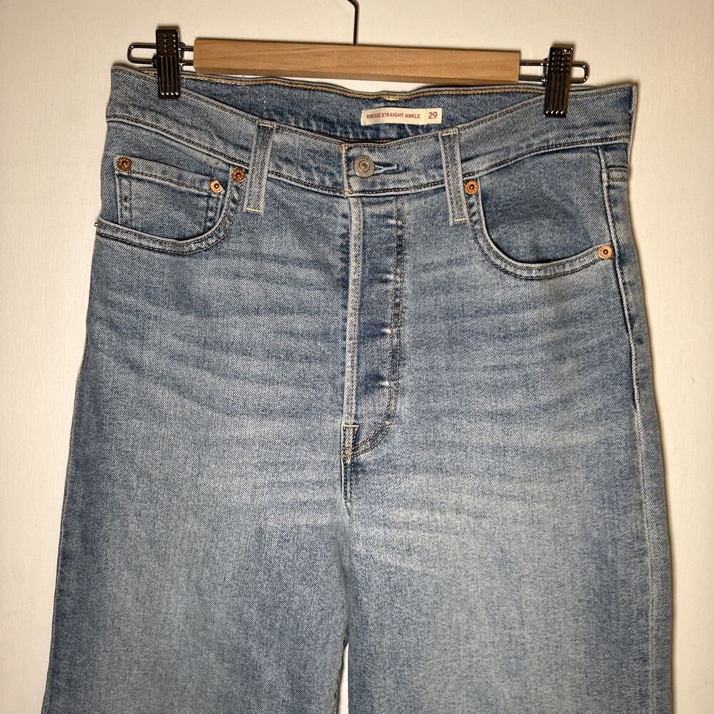 Levi's Ribcage Straight Ankle Jeans Women's Light Wash Button Fly | Size 29 - Picture 2 of 9